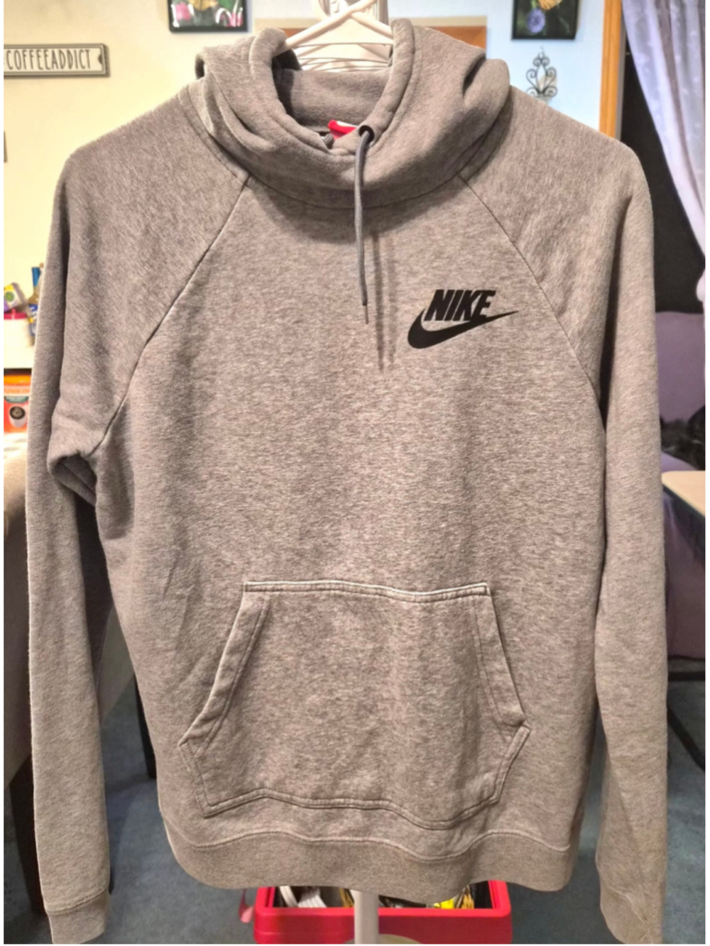Women's Nike Grey & Black Pullover Hoodie Sweatshirt Size small